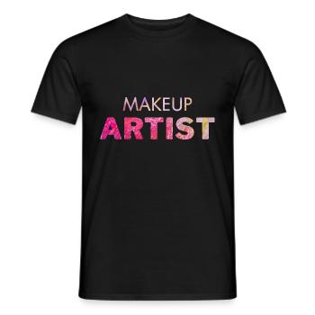 Cool pink marble MAKEUP ARTIST design. - Men's T-Shirt - black - Front - AI Model Male 178 light (178cm)