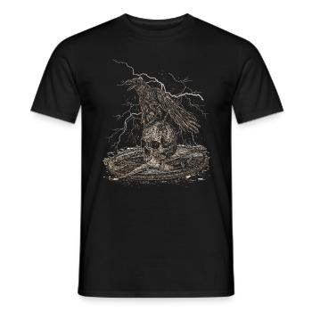 VIKING RAVE SKULL WIKINGER AX AND SWORD - Men's T-Shirt - black - Front - AI Model Male 178 light (178cm)