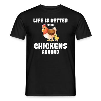 Life is better with chickens farmer farmer chicken - Men's T-Shirt - black - Front - AI Model Male 178 light (178cm)