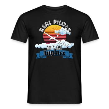Real pilots soaring gift gliding - Men's T-Shirt - black - Front - AI Model Male 178 light (178cm)