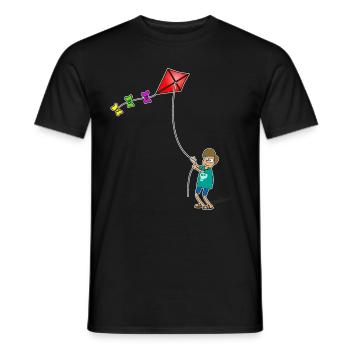 Junge mit Drachen - Autom fun - kite flying - Männer T-Shirt - Schwarz - Vorne - AI Model Male 178 light (178cm)