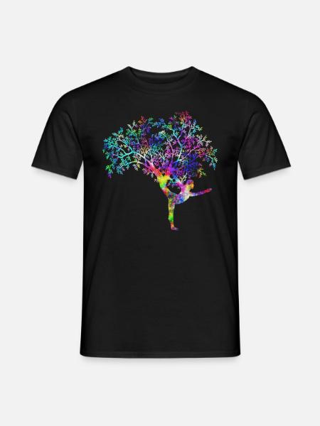 Yoga woman tree psychedelic - Men's T-Shirt - black