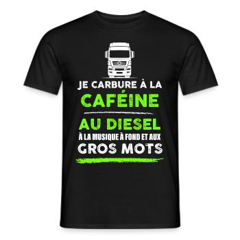 Routier café et diesel - T-shirt homme - noir - Devant - AI Model Male 178 light (178cm)