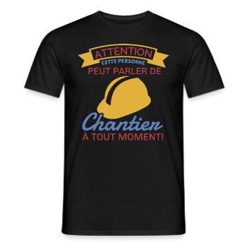 Maçon Cadeau peut parler de chantier à tout moment - T-shirt homme - noir - Devant - AI Model Male 178 light (178cm)