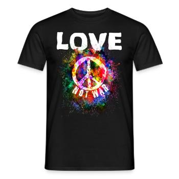 peace, love, hippie, flower power, 70s, frieden - Männer T-Shirt - Schwarz - Vorne - AI Model Male 178 light (178cm)