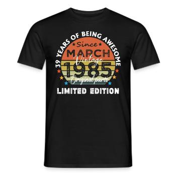 39 Years Old Made In 1985 Vintage March 1985 - T-shirt homme - noir - Devant - AI Model Male 178 light (178cm)