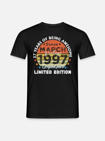 27 Years Old Made In 1997 Vintage March 1997 - Men's T-Shirt - black