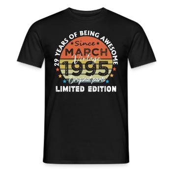 29 Years Old Made In 1995 Vintage March 1995 - T-shirt homme - noir - Devant - AI Model Male 178 light (178cm)