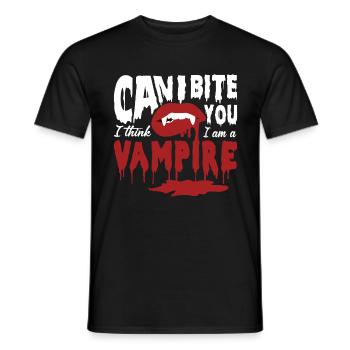 Vampire Sexy Lips Halloween Can I bite you blood - Men's T-Shirt - black - Front - AI Model Male 178 light (178cm)