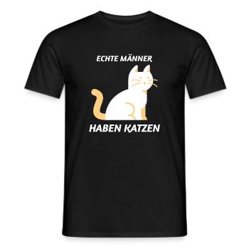 Echte Männer haben Katzen Katzenliebhaber - Männer T-Shirt - Schwarz - Vorne - AI Model Male 178 light (178cm)