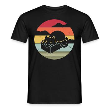 Funny cat in retro style - Men's T-Shirt - black - Front - AI Model Male 178 light (178cm)
