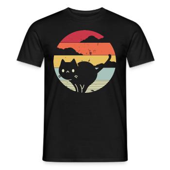 Funny cat in retro style - Men's T-Shirt - black - Front - AI Model Male 178 light (178cm)
