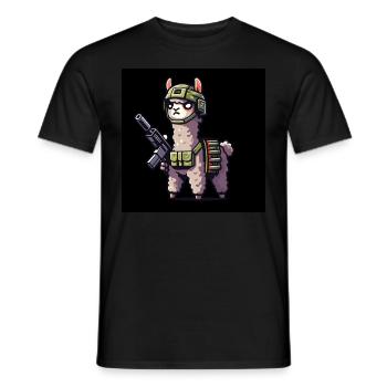 Kampf-Lama - Männer T-Shirt - Schwarz - Vorne - AI Model Male 178 light (178cm)