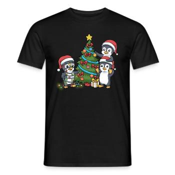 Christmas Penguin Christmas Penguin Tree Advent - Men's T-Shirt - black - Front - AI Model Male 178 light (178cm)