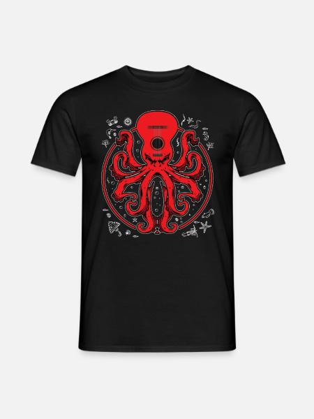 Guitare joueur cadeau poulpe musique guitare - T-shirt homme - noir