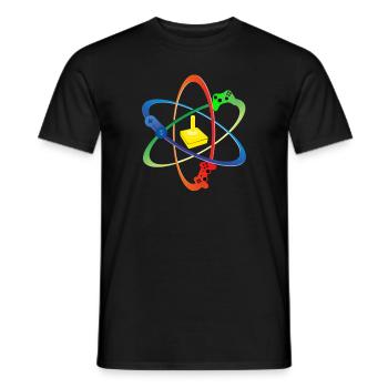 Gamer atom consoles player gaming computer shirt - Men's T-Shirt - black - Front - AI Model Male 178 light (178cm)