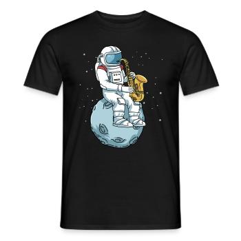 Saxophone Shirt Hommes Astronaut Moon Jazz Music - T-shirt homme - noir - Devant - AI Model Male 178 light (178cm)
