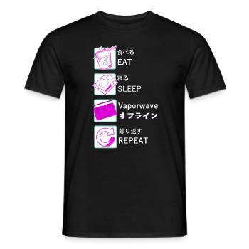 Vaporwave EAT SLEEP Vaporwave REPEAT - Men's T-Shirt - black - Front - AI Model Male 178 light (178cm)