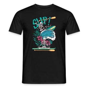 SUP Surfer Stand Up Paddle Surfing sup Yoga skull - Men's T-Shirt - black - Front - AI Model Male 178 light (178cm)