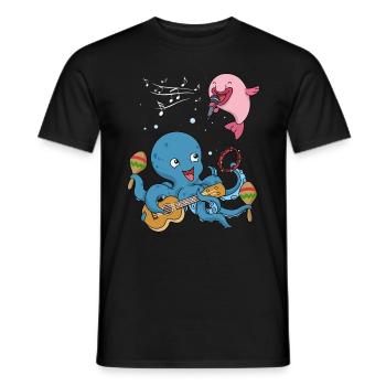 Musik Shirt Kind Gitarre Oktopus Singen Blobfisch - Männer T-Shirt - Schwarz - Vorne - AI Model Male 178 light (178cm)