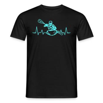 Heartbeat EKG KAJAK CANOE RAFTING PADDLE BOAT - T-shirt homme - noir - Devant - AI Model Male 178 light (178cm)