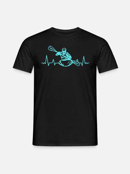 Heartbeat EKG KAJAK CANOE RAFTING PADDLE BOAT - T-shirt homme - noir