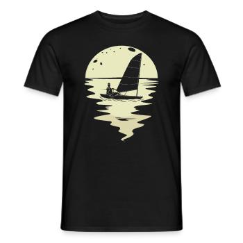 Segeln Segler Schiff Yacht Boot Segelboot Mond - Männer T-Shirt - Schwarz - Vorne - AI Model Male 178 light (178cm)