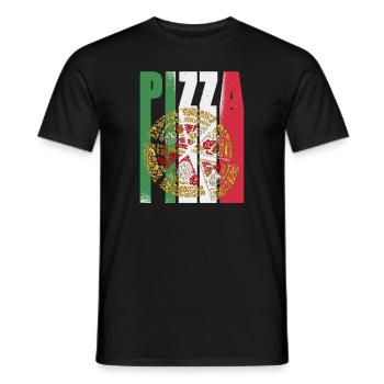 Pizza rétro italie drapeau fast food pizzeria - T-shirt homme - noir - Devant - AI Model Male 178 light (178cm)