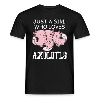 Axolotl shirt girl underwater creature axolotl - Men's T-Shirt - black - Front - AI Model Male 178 light (178cm)