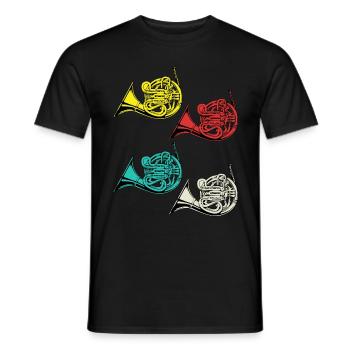 Horn Tshirt Orchestra Big Band Vintage Cor français - T-shirt homme - noir - Devant - AI Model Male 178 light (178cm)