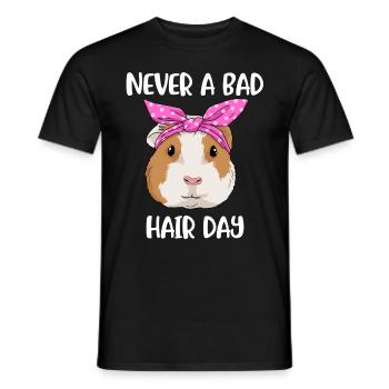 Meerschweinchen Geschenk Frau Never A Bad Hair Day - Männer T-Shirt - Schwarz - Vorne - AI Model Male 178 light (178cm)