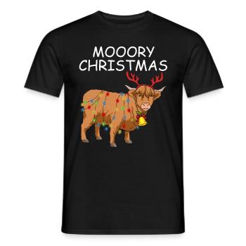 Weihnachten Highland Kuh Geschenk Weihnachtskuh - Männer T-Shirt - Schwarz - Vorne - AI Model Male 178 light (178cm)