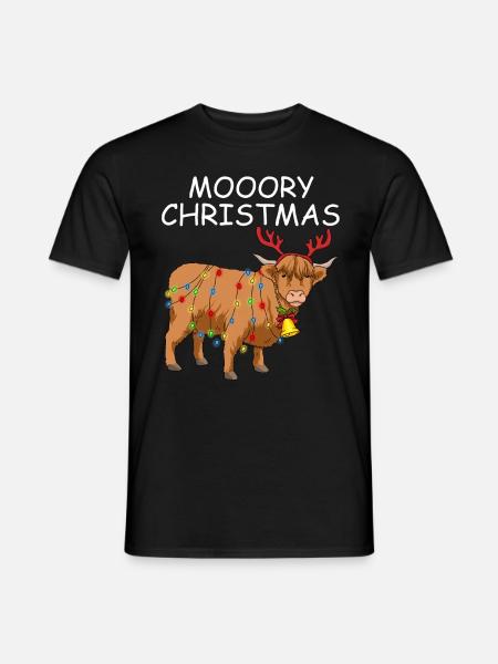 Christmas highland cow gift Christmas cow - Men's T-Shirt - black