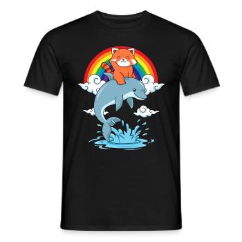 Roter Panda Geschenk Delfin Regenbogen Red Panda - Männer T-Shirt - Schwarz - Vorne - AI Model Male 178 light (178cm)
