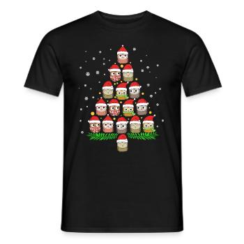 Christmas tree owls Christmas owl shirt owl - Men's T-Shirt - black - Front - AI Model Male 178 light (178cm)