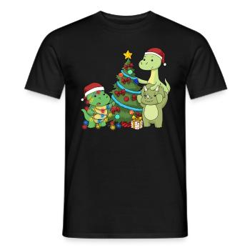 Chemise Dinosaure Enfants Brachiosaure de Noël - T-shirt homme - noir - Devant - AI Model Male 178 light (178cm)