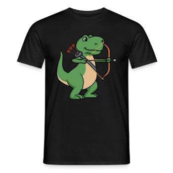 Dinosaur archery sport bow and arrow - Men's T-Shirt - black - Front - AI Model Male 178 light (178cm)