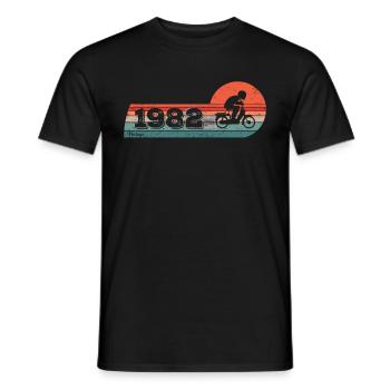 Cyclomotoriste Cyclomoteur né en 1982 Anniversaire 25 - T-shirt homme - noir - Devant - AI Model Male 178 light (178cm)