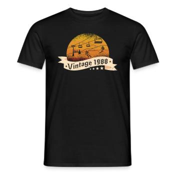 Skieur Remontée mécanique né en 1988 Anniversaire - T-shirt homme - noir - Devant - AI Model Male 178 light (178cm)