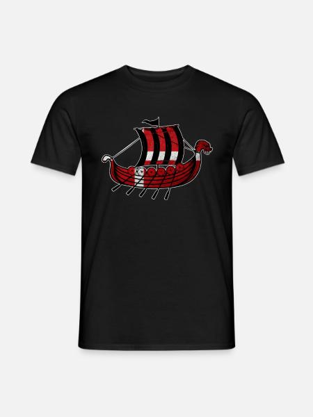 Dänische Flagge Geschenk Wikinger Schiff Dänemark - Männer T-Shirt - Schwarz