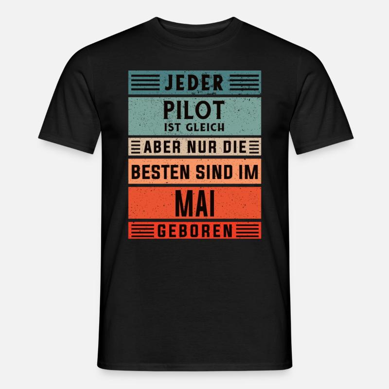 Flugzeug Geburtstag Mai geboren Pilot - Männer T-Shirt - Schwarz