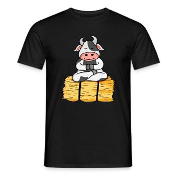 Cadeau de vache Femmes Vaches Méditez Yoga - T-shirt homme - noir - Devant - AI Model Male 178 light (178cm)