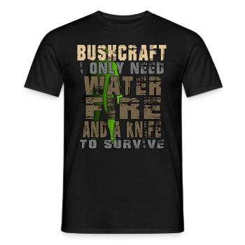 bushcraft feuerstahl vs wild camping survival - Männer T-Shirt - Schwarz - Vorne - AI Model Male 178 light (178cm)