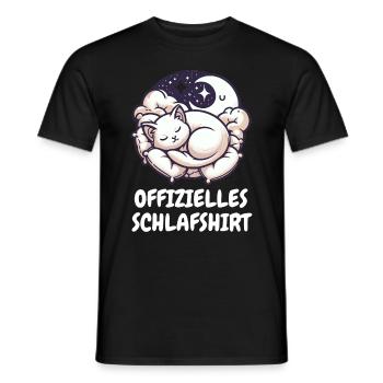 Schlafshirt Süße Katze Mond und Sterne T-Shirt - Männer T-Shirt - Schwarz - Vorne - AI Model Male 178 light (178cm)