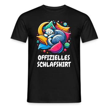 Schlafshirt Kosmische Katze Offizielles T-Shirt - Männer T-Shirt - Schwarz - Vorne - AI Model Male 178 light (178cm)