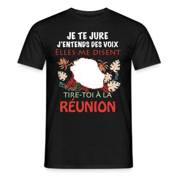 Réunion Message Humour Pour Homme Ou Femme - T-shirt homme - noir - Devant - AI Model Male 178 light (178cm)