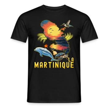 Martinique Dauphin Tropical Et Tortue Marine - T-shirt homme - noir - Devant - AI Model Male 178 light (178cm)