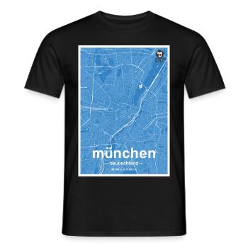 Munich Classic carte de la ville bleue - T-shirt homme - noir - Devant - AI Model Male 178 light (178cm)