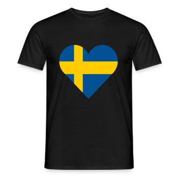 Schweden, Herz, Liebe - Männer T-Shirt - Schwarz - Vorne - AI Model Male 178 light (178cm)