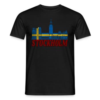 Sweden, Stockholm - Men's T-Shirt - black - Front - AI Model Male 178 light (178cm)
